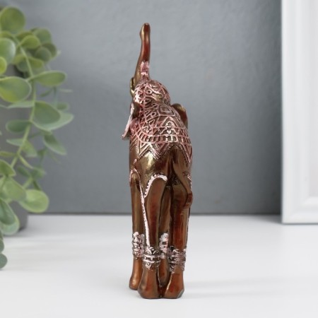 Souvenir Polystone "Elephant on Long Legs, Popon with silver patterns" 15x6.5x4 cm-3