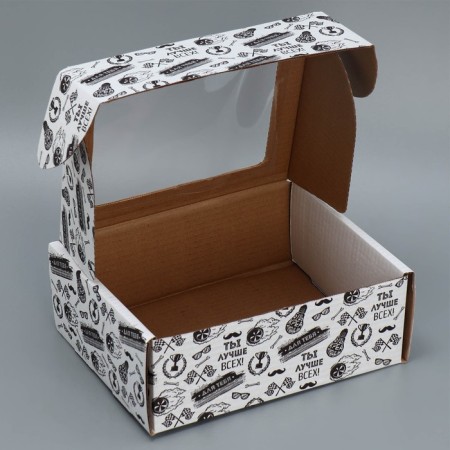 Box a gift team with a window, packaging, “best”, white, 27x10x21 cm-3