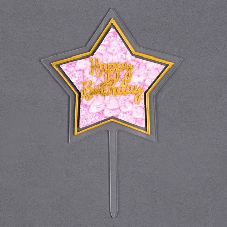Set for decorating the cake: Topper "Happy Birthday", 1 pc., 10 candles-2