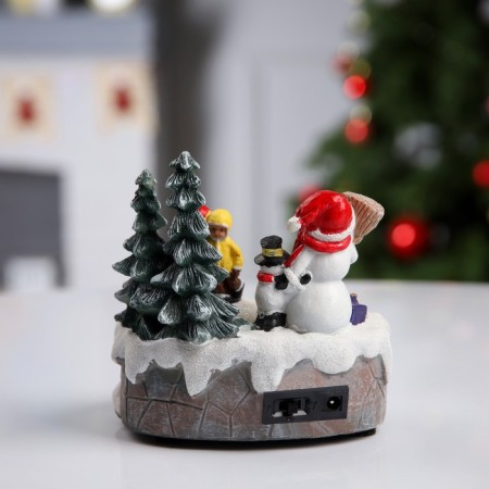 LED figure "Funny snowmen" 20 × 20 × 16 cm, polystone, AAX3 batteries (not in the kit), USB, glow of multi-2
