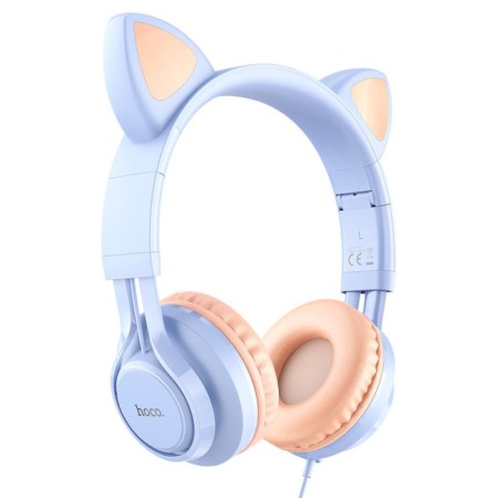 Hoco W36 headphones, wired, invoices, microphone, 1.2 m, blue