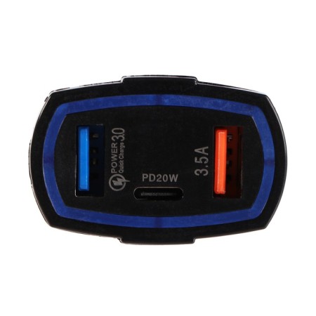 Cartage charger, 12-24 V, 2 USB, Type-C 3.5 A, black-2