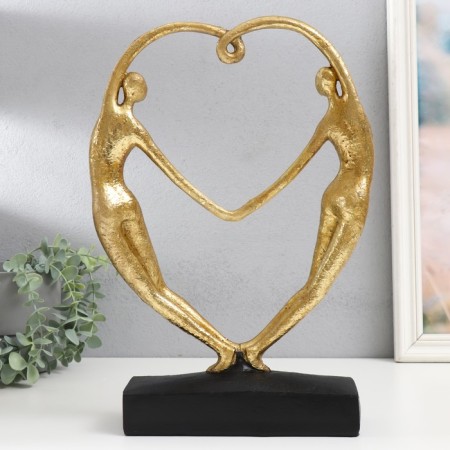 Polystone souvenir "Lovers in the plexus of the heart" gold 37x25x7 cm-2
