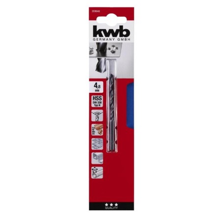 Metal drill KWB Din338, 4.8x86 mm, sharpening angle 118 °, HSS-R steel-1