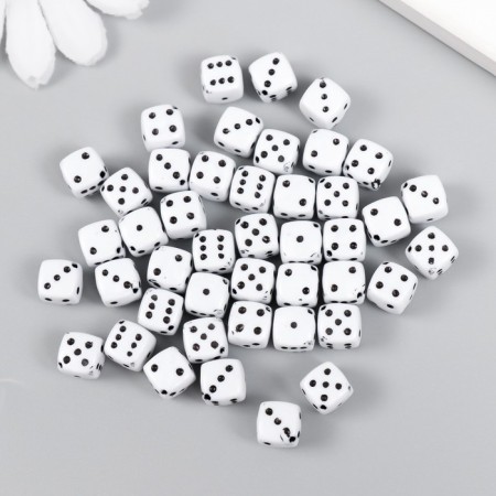 Beads for creativity Plastic "White Playing Cube" Black Points set 20g 0.8x0.8x0.8 cm 78118