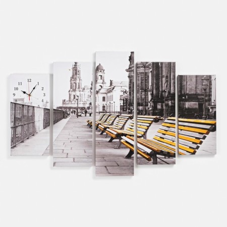 Carty clock is wall-mounted, modular "benches", silent, 80 x 140 cm