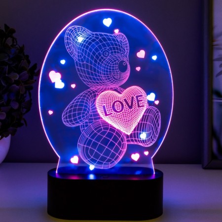 Fourth lamp "Bear with heart" Led usb (90cm) from 3xa Black Black 13.5x5x21 cm Risalux-3