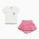 A set for a girl (T-shirt/skirt-short), white/pink color, height 92cm
