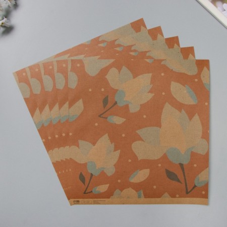 Scrapbooking paper bilateral craft "Flowers" density 180 grams set 5 pcs 30.5x32 cm-2