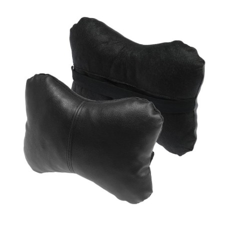 Car bone pillow, on the headrest, eco -leather, black, 16x24 cm-1