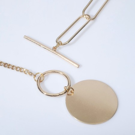 Piece "chain" disk and links, color gold, 50 cm-1