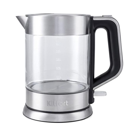 Electric kettle KitFort KT-617, glass, 1.5 l, 2200 W, auto shutdown, silver