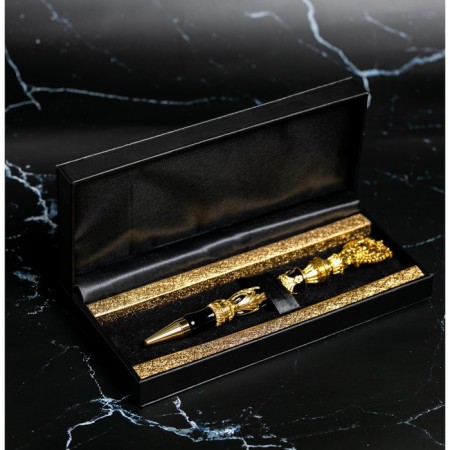 Handle Gift Ballic a Coat of arms in a case, metal, black color, writing node 0.1 mm, blue paste-1
