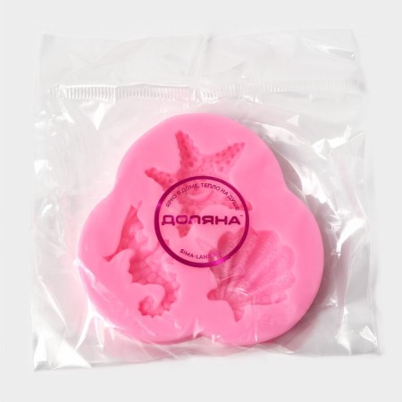 Mold Dolyana "Ocean", silicone, 8 × 7.5 × 1 cm, pink color-4