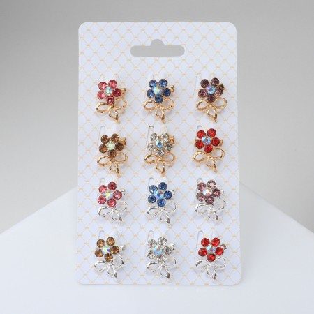 Brooch "Assorted" flowers with a bow, color mix (indivisible packing 12 pcs., Price per pcs.)