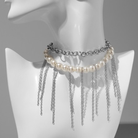 Moloderic "bead" waterfall, white in silver