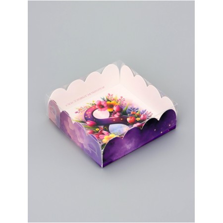 Cookie box, confectionery packaging, "March 8", 9 x 9 x 3 cm