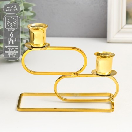 Summary Metal for 2 candles "ovals" d = 2.3 cm gold 6x15x11 cm