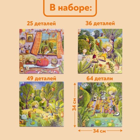 Puzzles 4 on 1 "Wonderful Day", 25, 36, 49, 64 elements-3