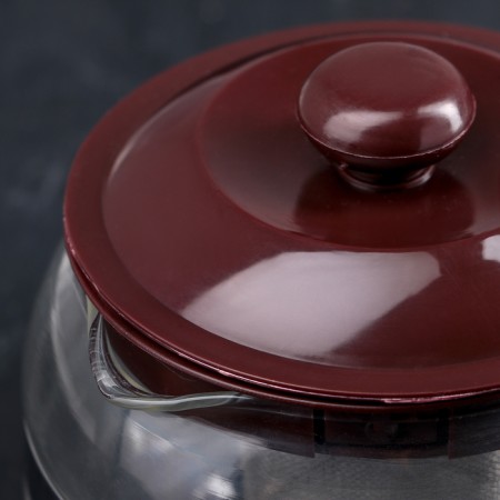 Glass teapot “Bruno”, 750 l, 16 × 11.5 × 13 cm, with metal sieve, brown color-1