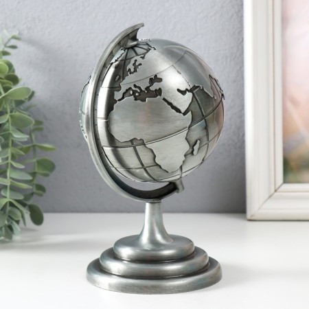 Souvenir Metal "Globe" silver 10.5x11x18.5 cm-1