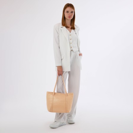 Zipper bag with lightning, beige color-6