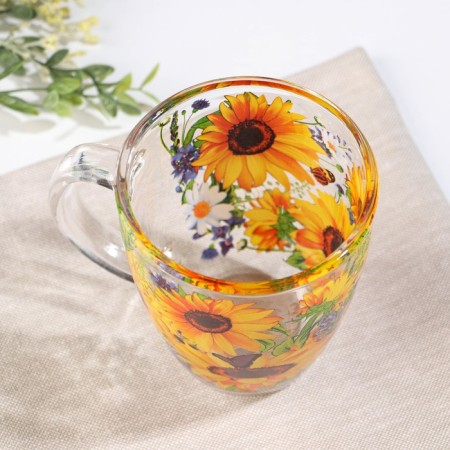 Sunflower mug, glass, 350 ml-1