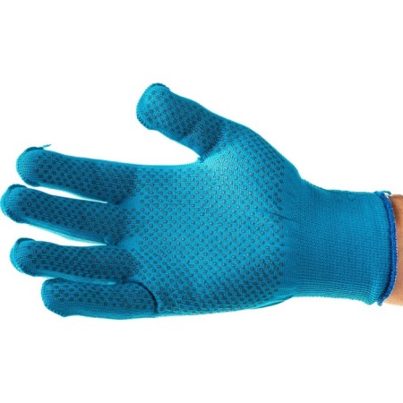 Gloves of nylon garden, knitting class 13, with PVC points, size 10, blue-1