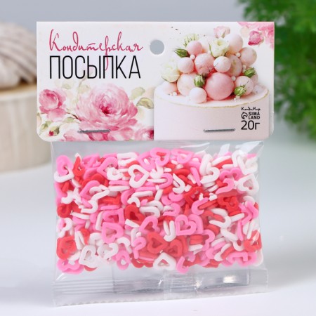 Confectionery Sprinking “The world rules love”, red/white/pink, 20 g-1