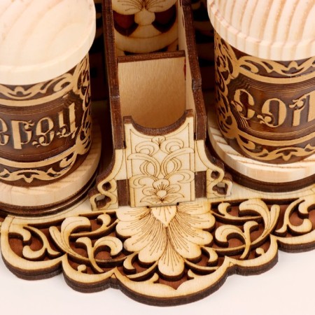 Speech for spices "pattern", 14 × 11 × 10 cm, birch bark-5