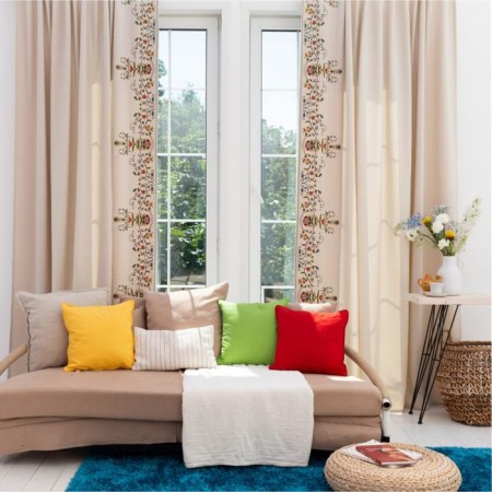 Set of curtains "Leia", size 2x200x280 cm, cream color