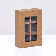 Коробка для конфет 6 штук, 8,7 х 5,8 х 2,5 Тонкие разделители, Крафт