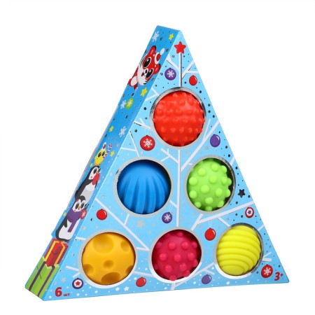 Gift set of developing balls "Blue Christmas tree", 6 pcs., New Year's gift packaging, crumb I-15