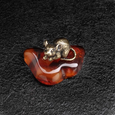 Souvenir "Mouse", brass, amber-3