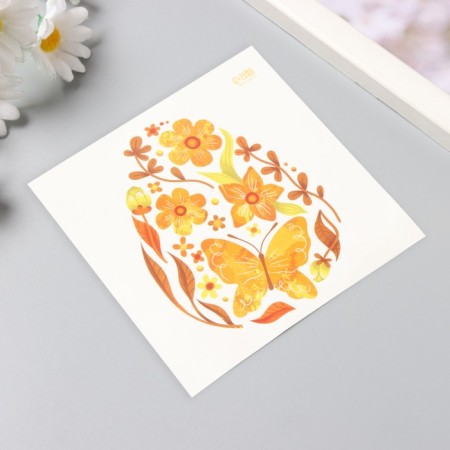 Tattoo on the body color "Egg with yellow patterns" 10x10 cm-1