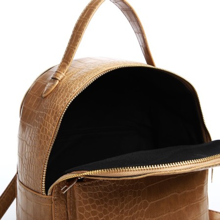 Women's backpack made of artificial leather with lightning, 1 pocket, beige color-4