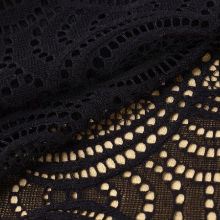 Lace elastic fabric "Infinity", 180 mm × 2.7 ± 0.5 m, black color-1