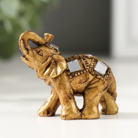 Polystone souvenir "Little Elephant with Mirror Mosaic and Rubin on the Popon" 3.8x3.5x1.8 cm 544919-3