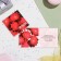 Mini-postcard "Happy Birthday!" Red peonies, 7.5x7.5 cm