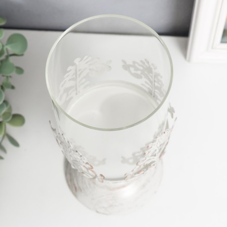 Summary Metal for 1 candle "Tinatized Flower" white with a patina 25.5x10.5x10.5 cm-2