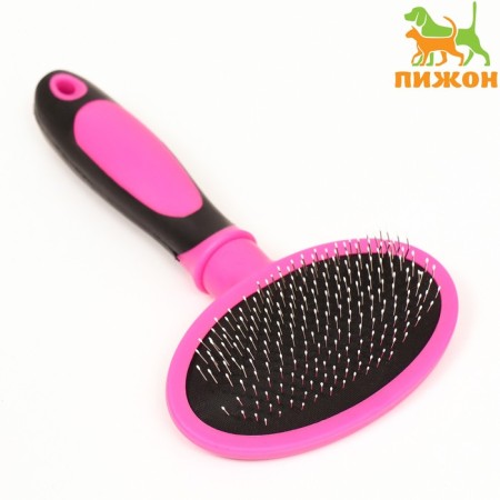 Pucoproding Plastic soft with rounded teeth, medium, 9.5 x 16 cm, pink