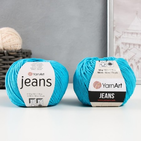 Jeans yarn 55% cotton, 45% acrylic 160m/50g (55 bright turquoise)