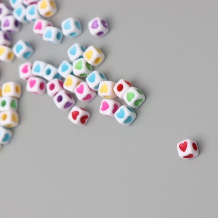 Beads for creativity plastic "Cuba Color Hearts" set 20 grams 0.4x0.4 cm-1