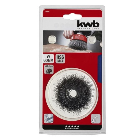 Cup brush KWB, D = 60 mm, wire d = 0.5, mount M14, HSS steel