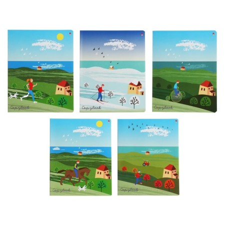 Notebook of 48 sheets in the cage "Seasons", covered cardboard, matte lamination of Soft Touch, foil, mix