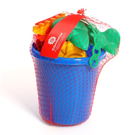 Set for playing in sand No. 110: bucket, 4 molds for sand, robberies-9
