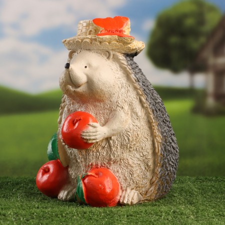 Garden figure "Hedgehog in a straw hat" 28x22x20cm-1
