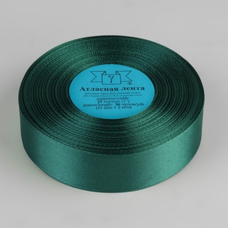 Satin tape, 25 mm × 33 ± 2 m, dark green color No. 106-1