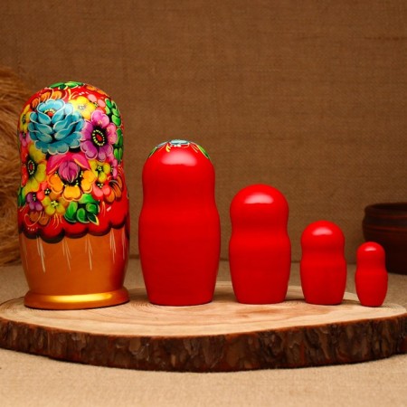 Nesting doll "flowers", 5 puppet, suite, mix-5