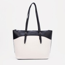 David Jones zipper bag, external pocket, beige/black